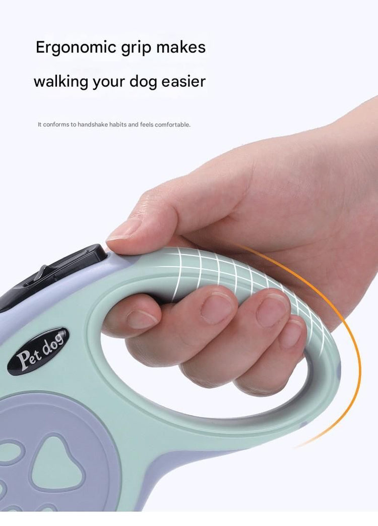 Blue Automatic Retractable Dog Leash -  5M Extendable Lead with One-Handed Brake Lock - ABS Casing, Ergonomic Grip, Tangle-Free Nylon Tape, Outdoor Walking Essential