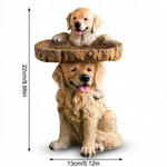 Resin Bird Bath Feeder Garden Ornament with Dog Design – Tree Stump Decorative Outdoor Bird Feeder for Patio, Lawn & Yard