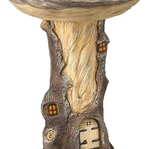 Resin Bird Bath Feeder Garden Ornament with Tree House Design – Tree Stump Decorative Outdoor Bird Feeder for Patio, Lawn & Yard