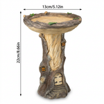 Resin Bird Bath Feeder Garden Ornament with Tree House Design – Tree Stump Decorative Outdoor Bird Feeder for Patio, Lawn & Yard