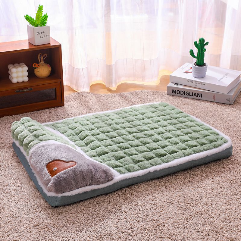Green S size Luxury Plush Pet Sleeping Mat, Thickened Warm Pet Bed Cushion for Dogs and Cats, Soft Fabric Pet Sofa Pad with Non-Slip Waterproof Base
