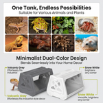 White Desktop Reptile Terrarium Enclosure 27x19x19cm with Double Door Opening and Ventilation for Small Reptiles, Amphibians and Plants