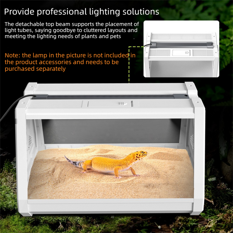 White Desktop Reptile Terrarium Enclosure 35X25.5X22cm with Double Door Opening and Ventilation for Small Reptiles, Amphibians and Plants