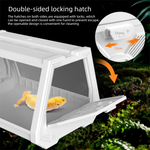 Grey Desktop Reptile Terrarium Enclosure 27x19x19cm with Double Door Opening and Ventilation for Small Reptiles, Amphibians and Plants