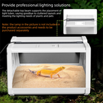 Grey Desktop Reptile Terrarium Enclosure 27x19x19cm with Double Door Opening and Ventilation for Small Reptiles, Amphibians and Plants