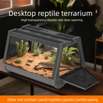 Grey Desktop Reptile Terrarium Enclosure 27x19x19cm with Double Door Opening and Ventilation for Small Reptiles, Amphibians and Plants